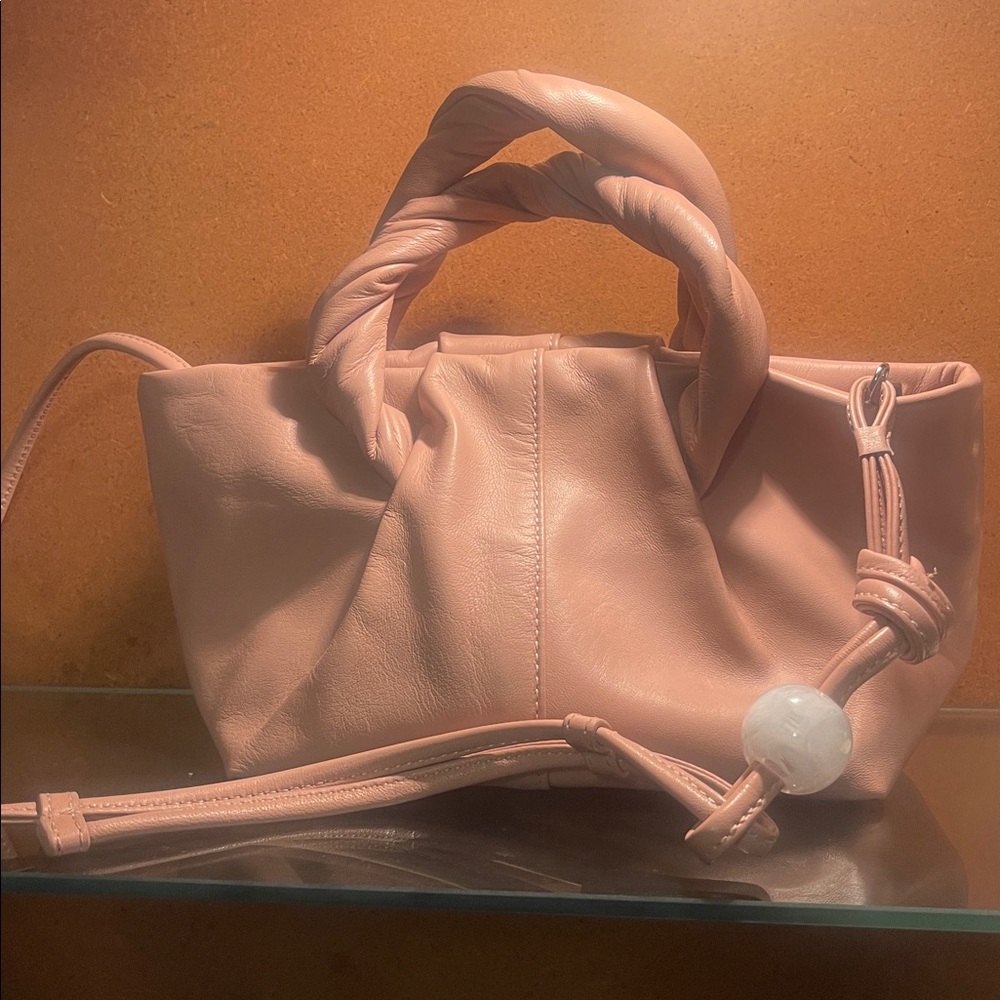ORYANY Cozy Small Lamb Skin Leather Satchel Handbag Crossbody Blush Pink